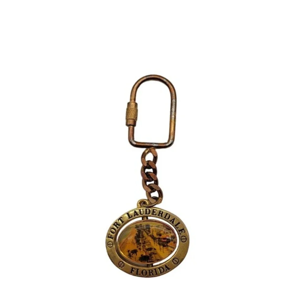 Vintage‎ Ft Lauderdale Florida Spinner Keychain with Spinning Center Souvenir